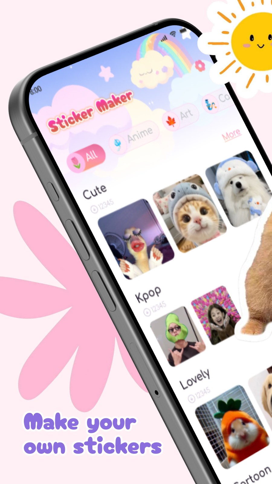Sticker library home screen